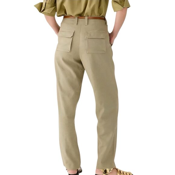 J.Crew Seaside Utility Cargo Pant White Linen Blend 2024 Beach Comfort Size 4 - Picture 4 of 9